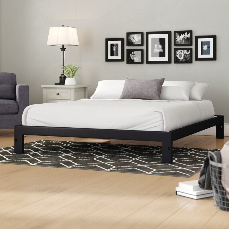 Grey bed deals frame no headboard