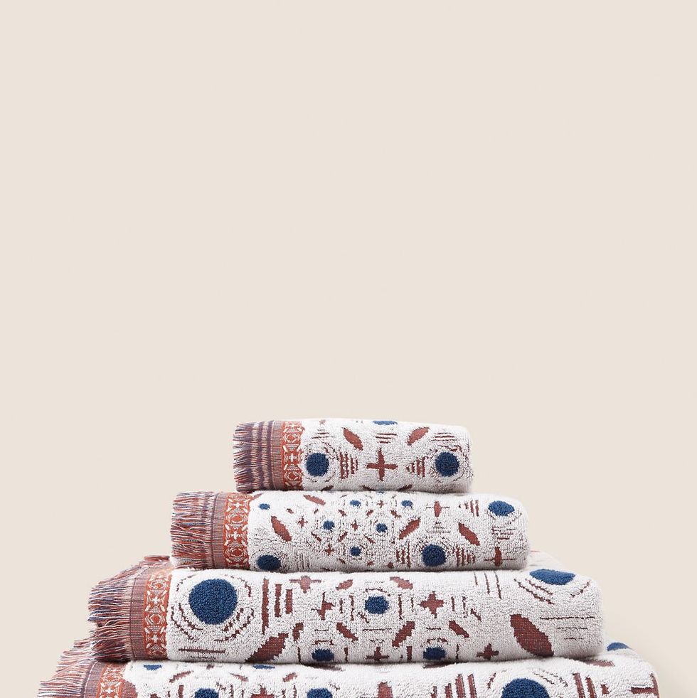 M&S X Fired Earth Seville Feria Fringed Guest Towel