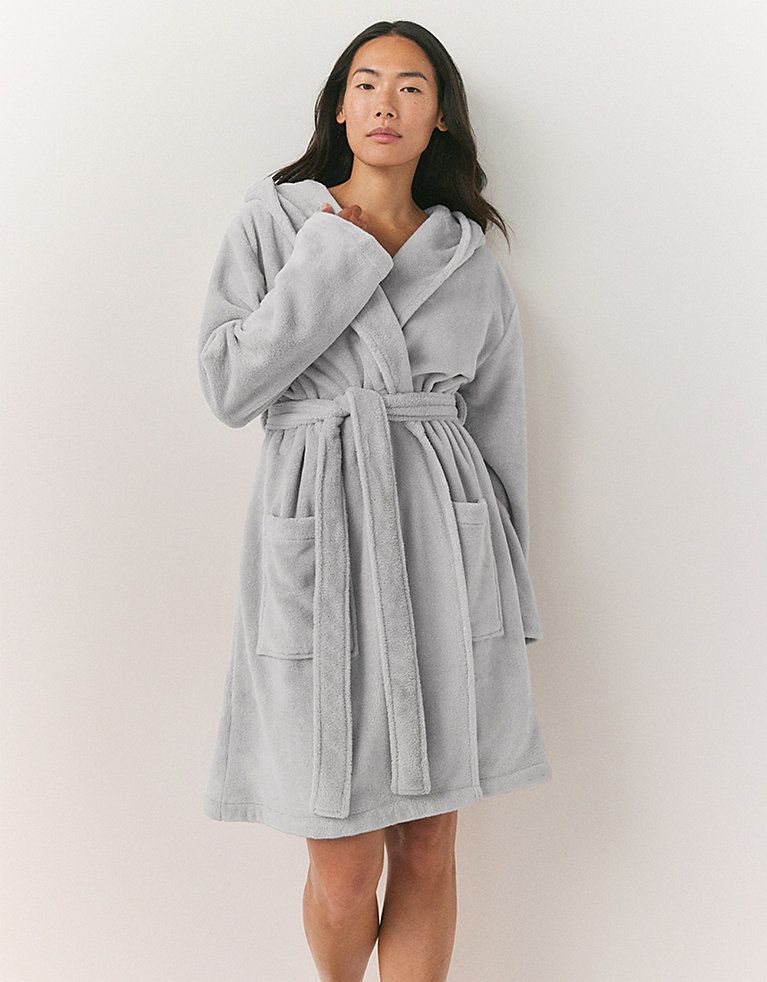 Unisex Hydrocotton Hooded Ribbed Robe | Sleepwear | The White Company US