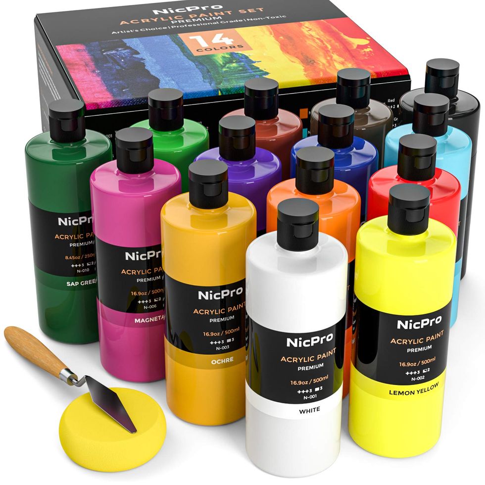 14 Colours Large Bulk Acrylic Paint Set