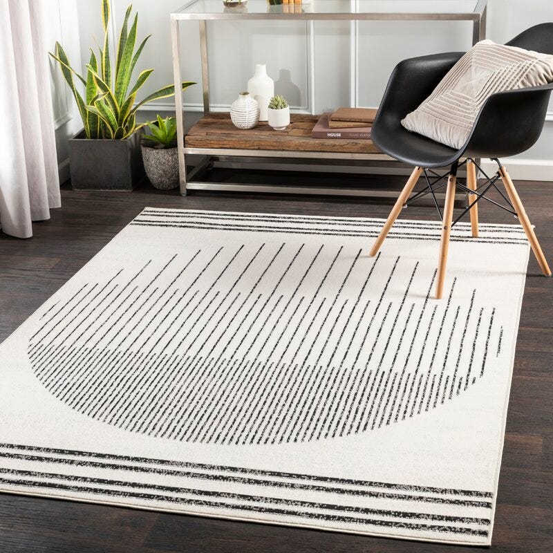 Corum Abstract Black/Ivory Area Rug