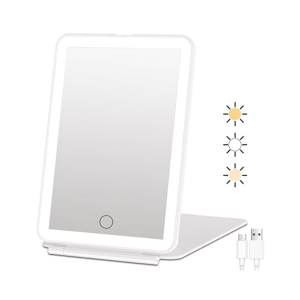 Rechargeable Travel Makeup Mirror with Led Lights