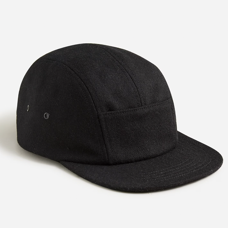 Four-Panel Wool-Blend Cap with Pocket