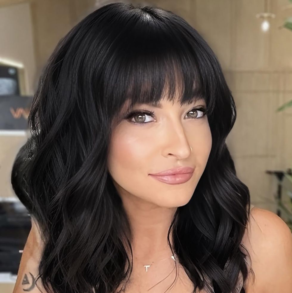 Short Black Wig with Bangs