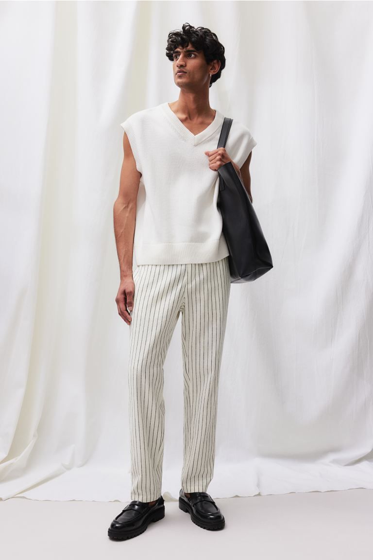 Natural Linen Pleated Trousers – Frank Stella Clothiers