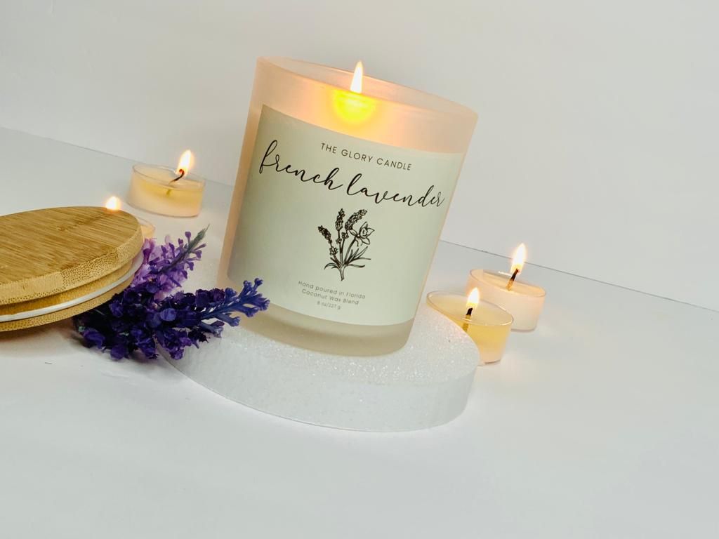 Essential Oil & Coconut Wax Candle In Italian Cut newest Crystal - French Lavender