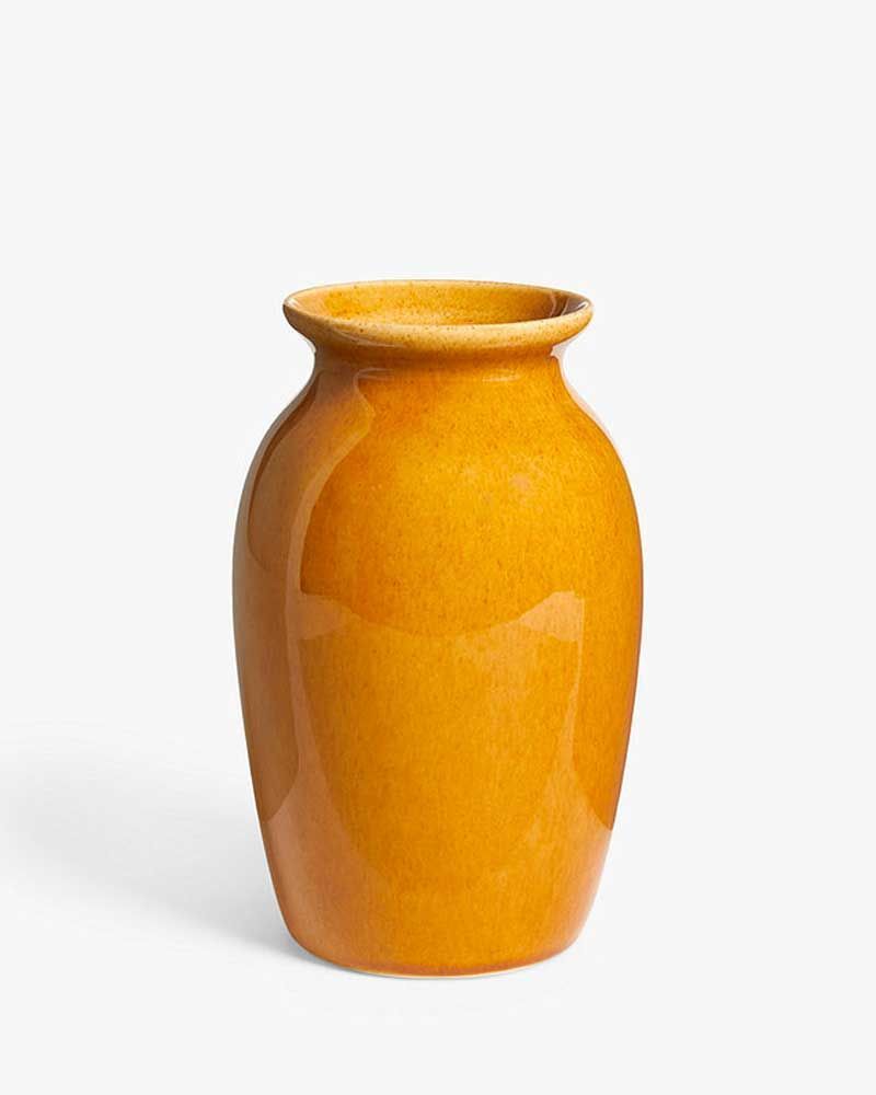 Reactive Glaze Stoneware Urn Vase, H19cm, Yellow