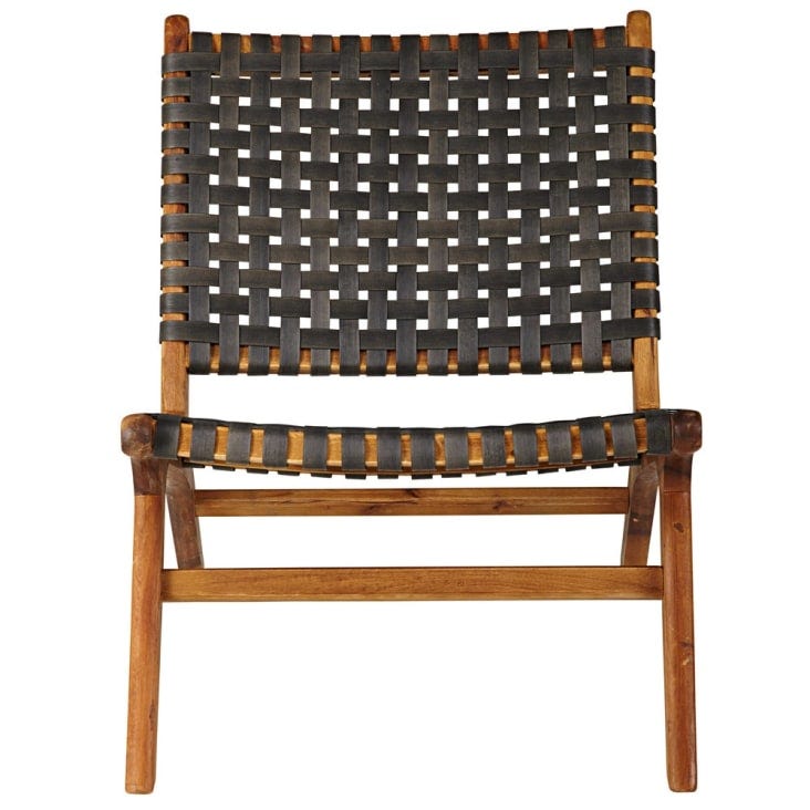 Silla de jardín de acacia maciza y resina trenzada