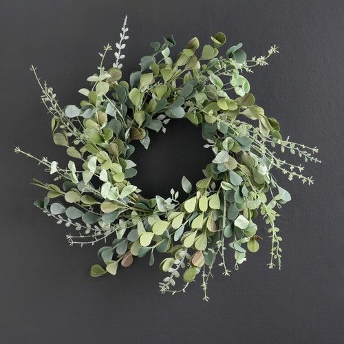 46cm Artificial Mixed Green/Eucalyptus Wreath 