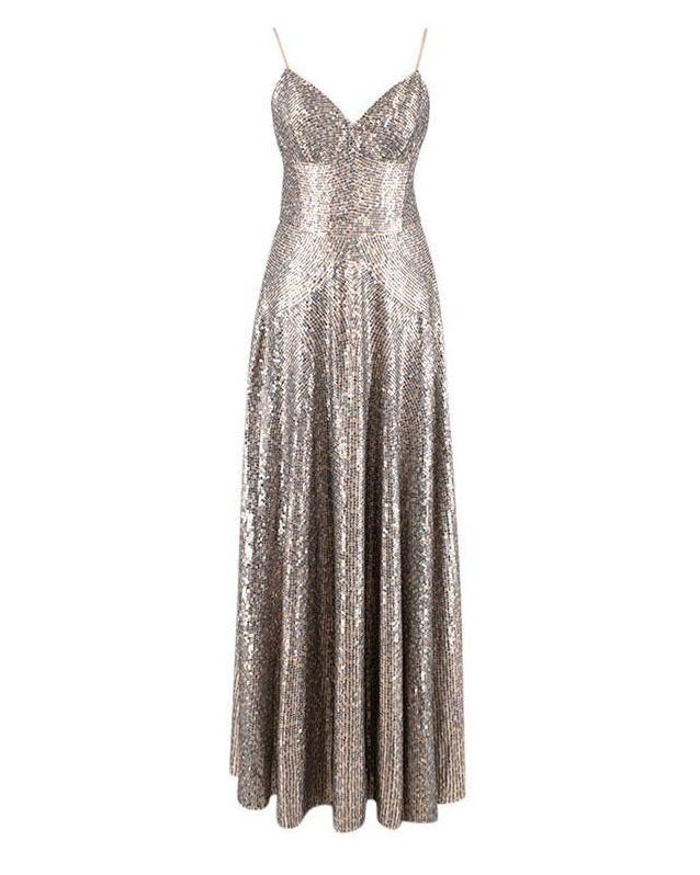 Sequin Embellished Silk Gown