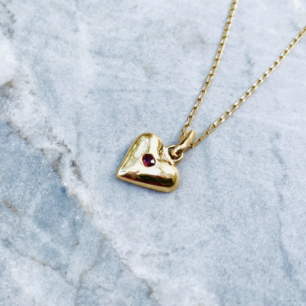 Ruby Heart Ethical Gold Pendant Necklace