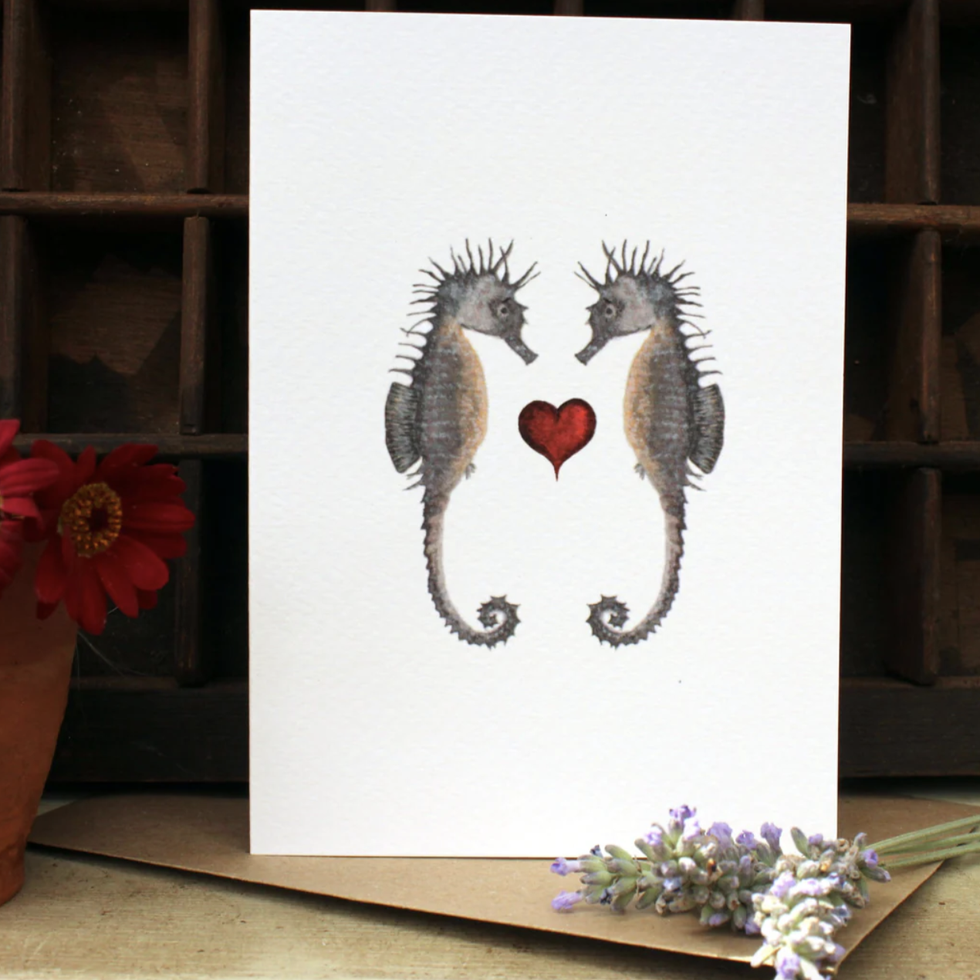 British Design Card in Seahorses Heart
