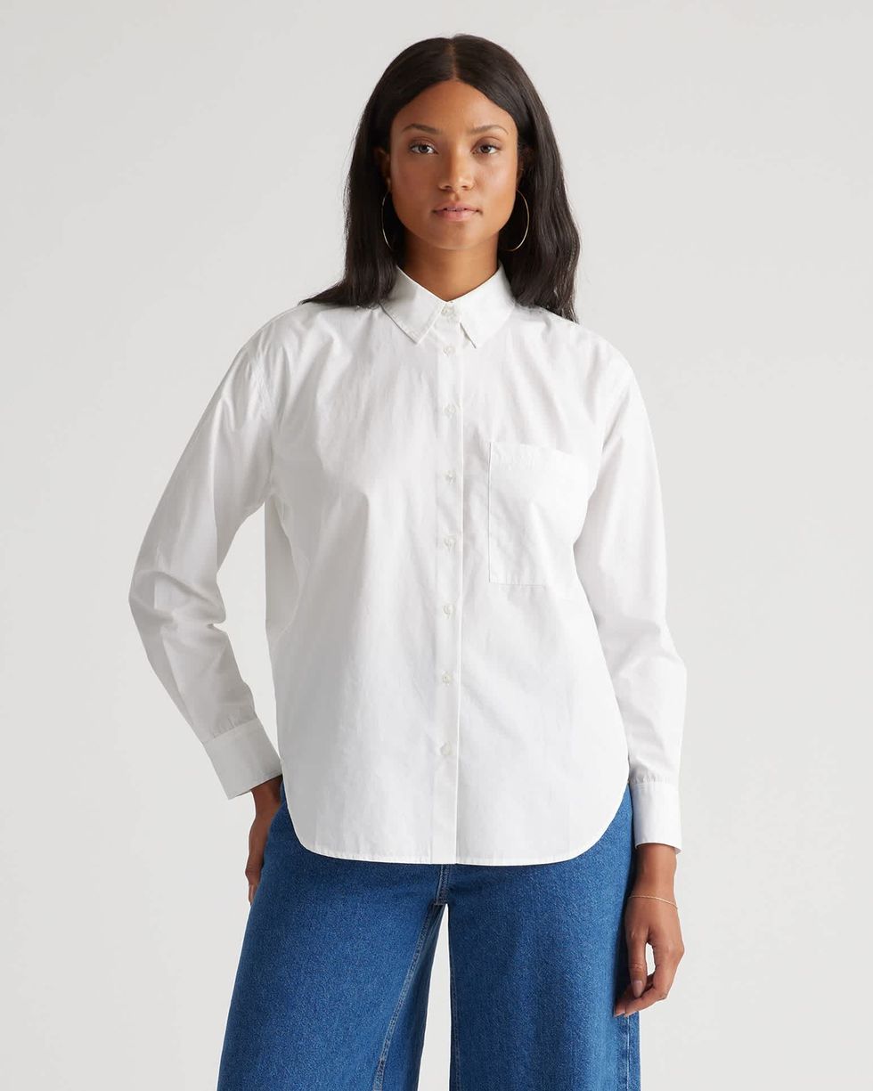 100% Organic Cotton Poplin Long Sleeve Boyfriend Shirt
