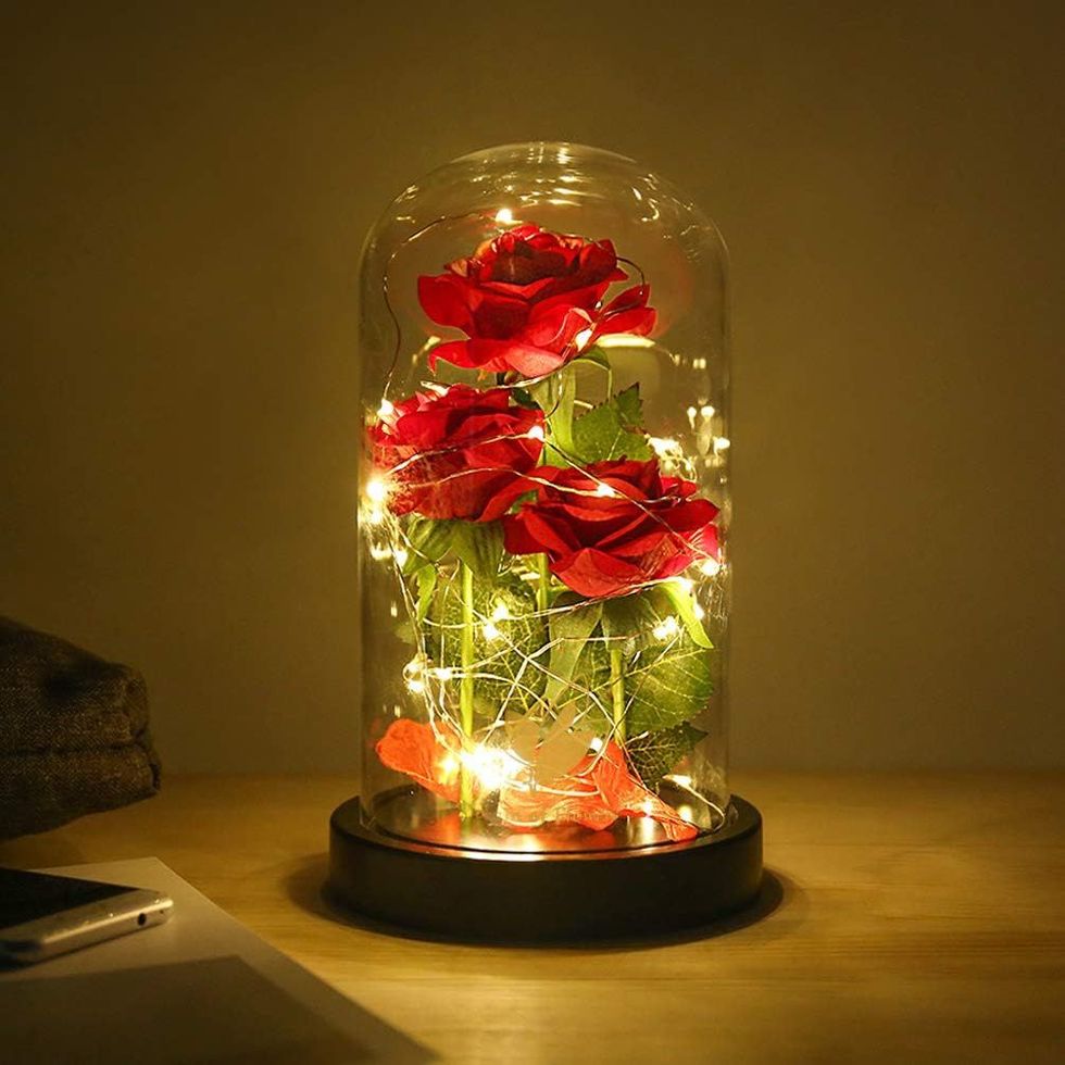 Artificial Roses in Glass Dome