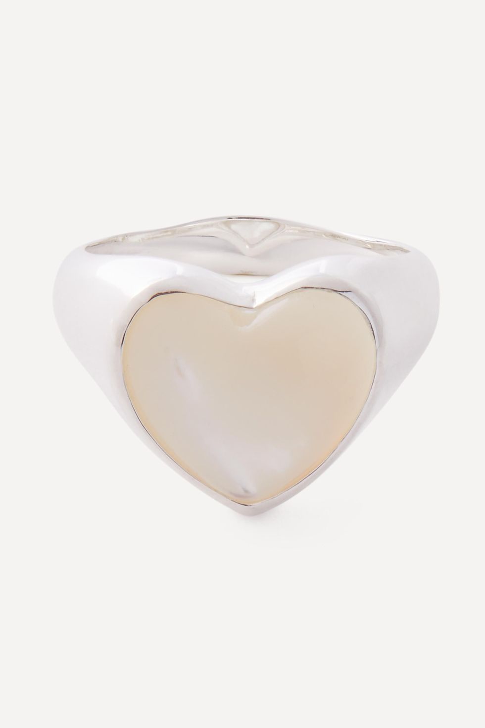 Sterling silver pearl heart signet ring