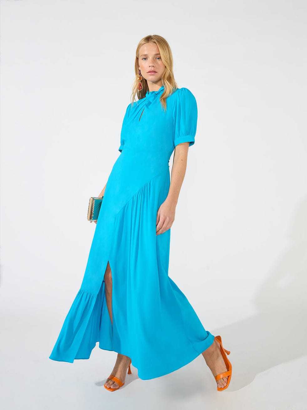 Scarlett Blue Twist Neck Dress
