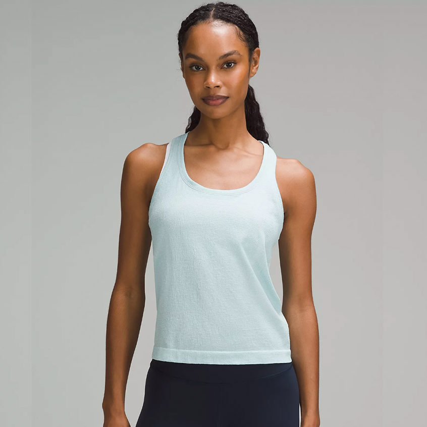 Lululemon Womens Light Wash Green Modal Silk Yoga Tank Top Size 2 Stretch  Gym