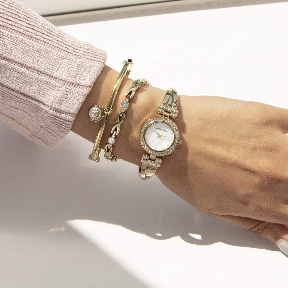 Gold-Tone Bangle Watch and Bracelet Set