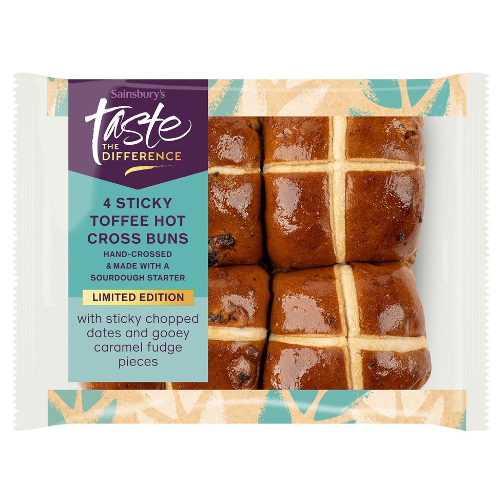 Sainsbury’s Taste the Difference Sticky Toffee Hot Cross Buns 