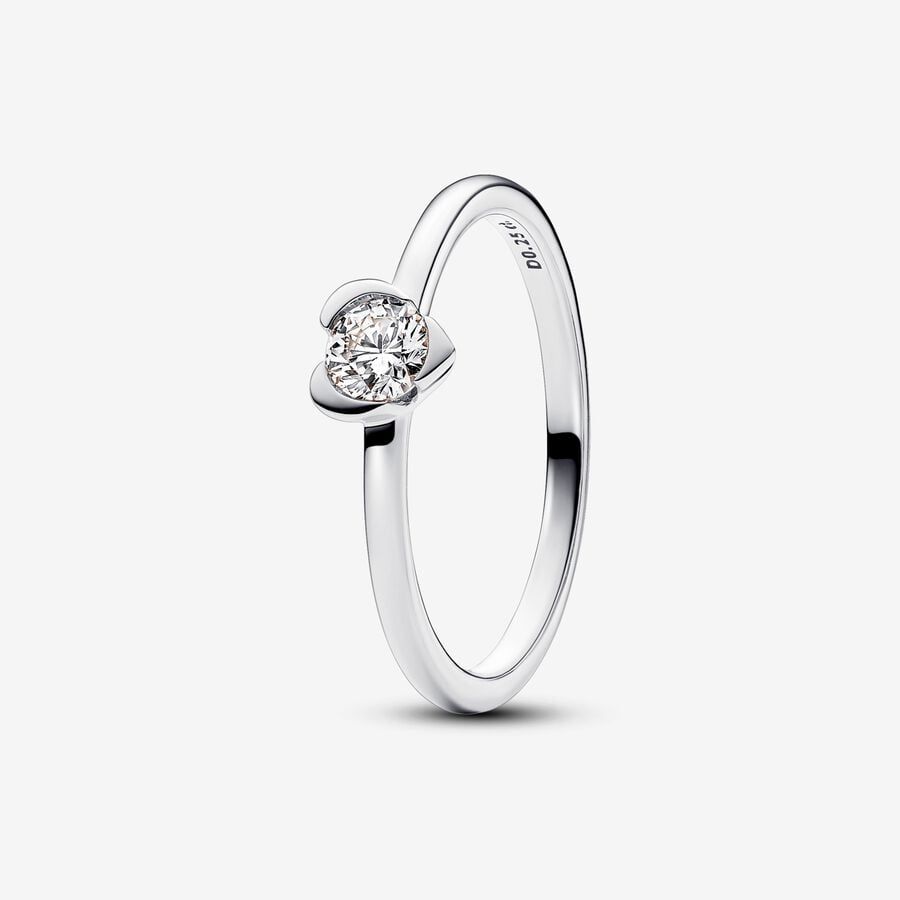 Talisman Sterling Silver Lab-grown Diamond Heart Ring