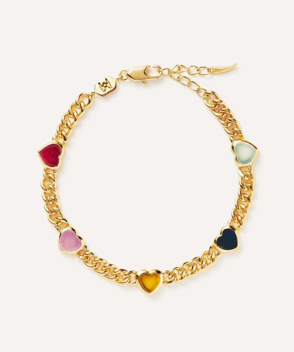 18ct Gold-Plated Jelly Heart Gemstone Charm Bracelet