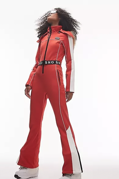 Ski suit with skinny flare