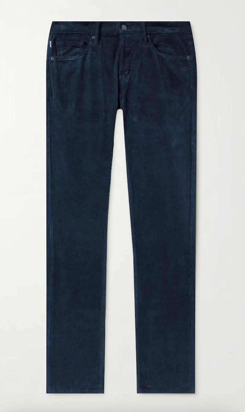 Slim Straight-Leg Cotton-Blend Corduroy Trousers