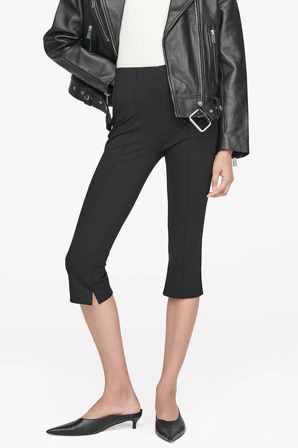 Fashion (Black)Capri Pants Lace Stretchy Women Calf Length Mid