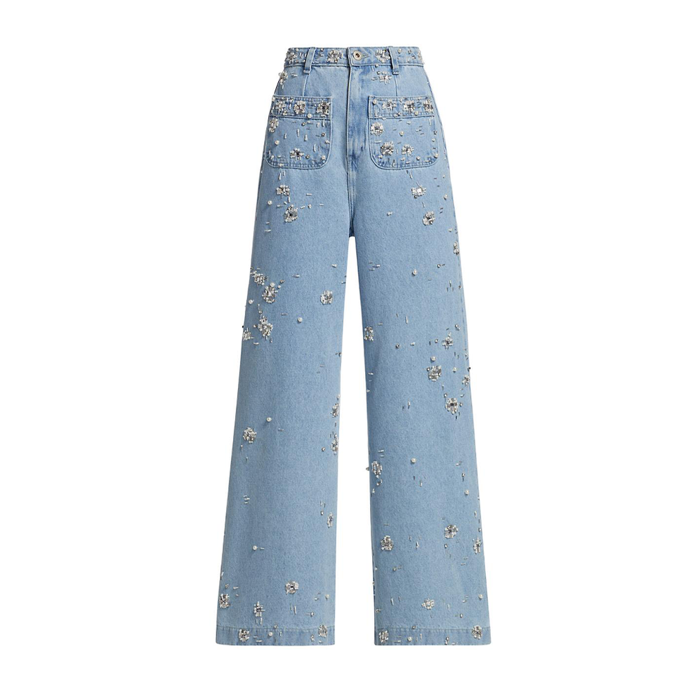 Women's Beaded Wide-Leg Jeans