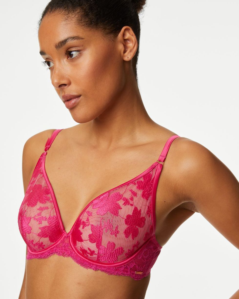 NEW! M&S Marks & Spencer red embroidered full cup Maximum Support  underwired bra