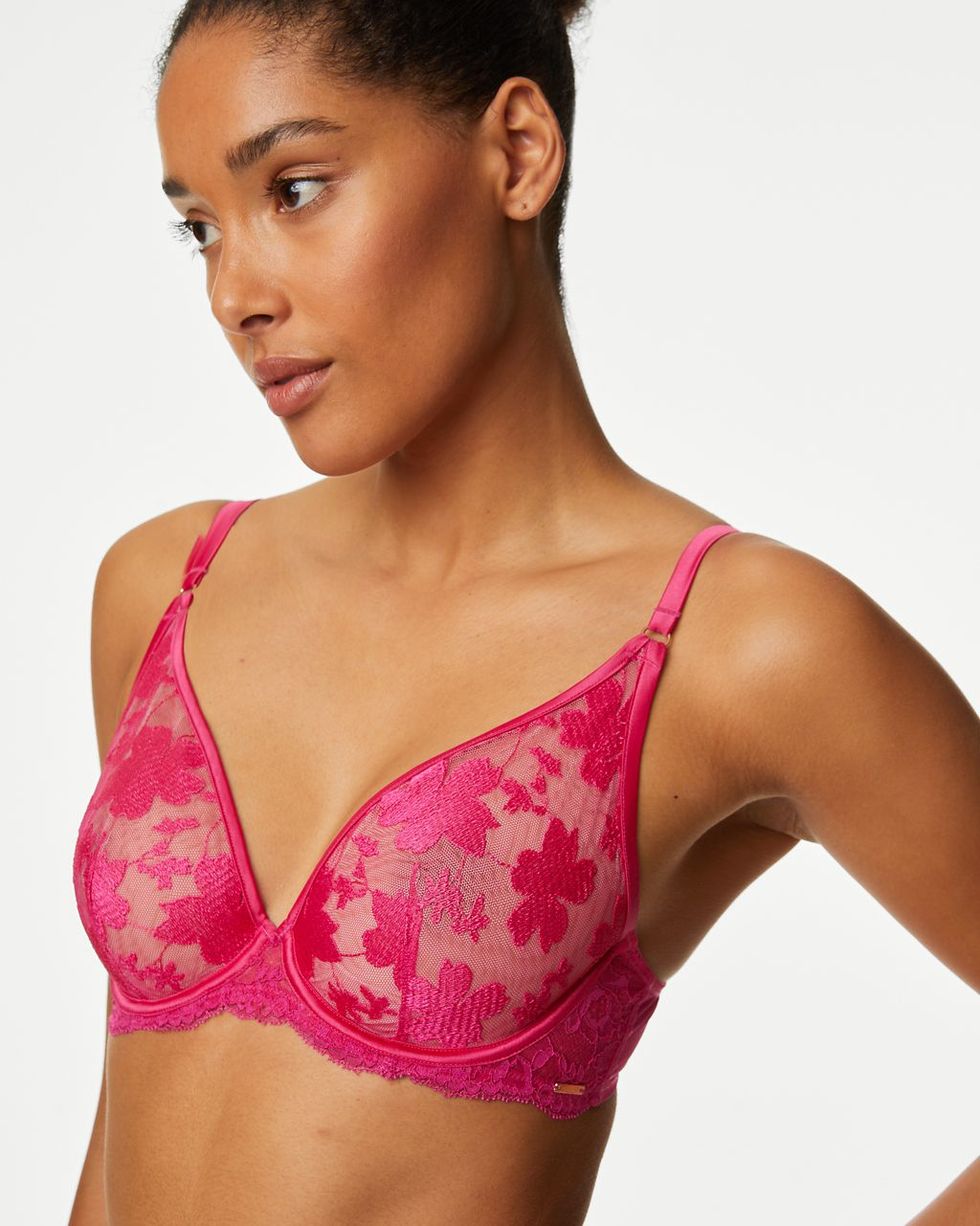 Cosmos Embroidery Wired Plunge Bra