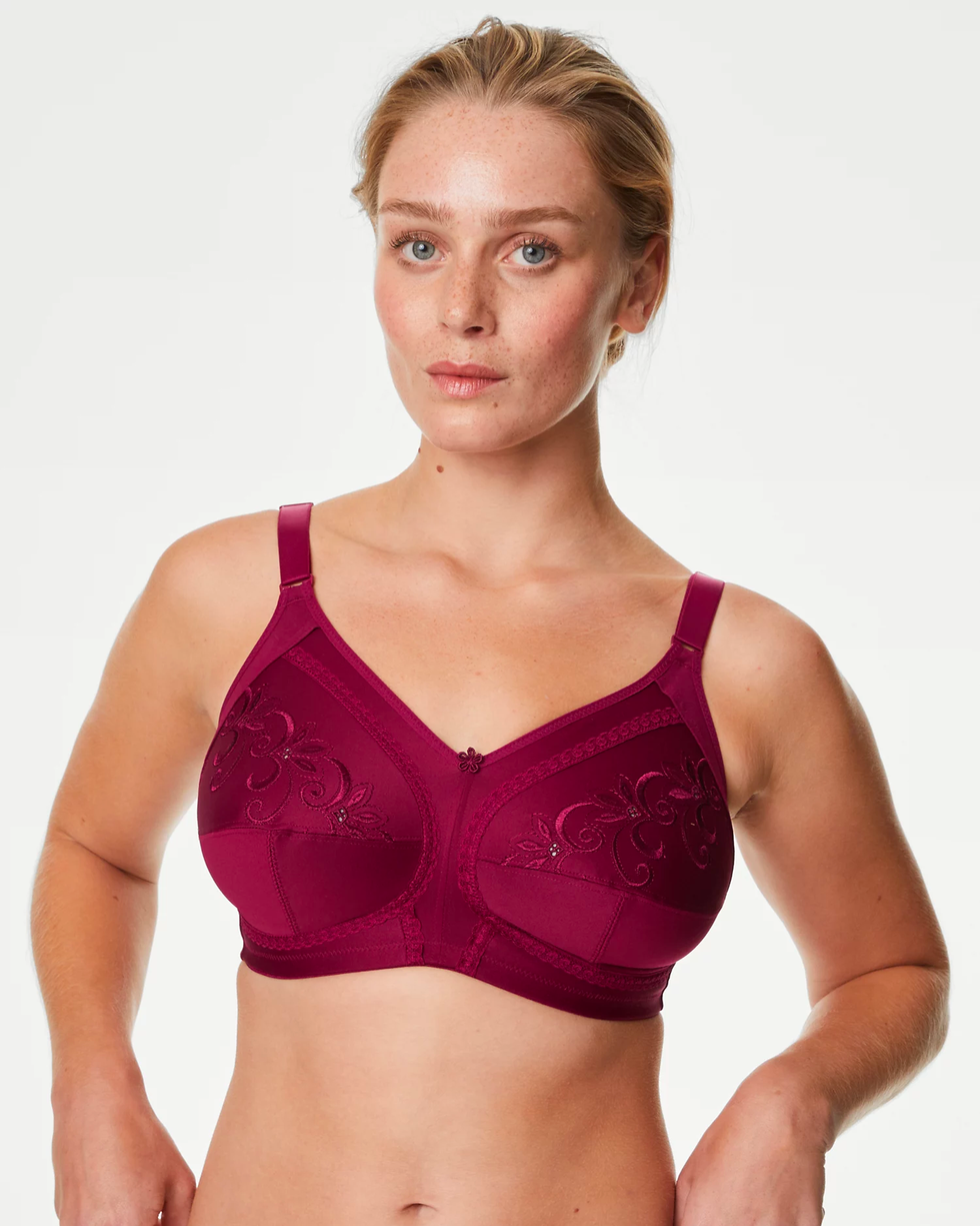 M&S Embroidered and Lace Full cup Bra with Non Slip Straps and is  Underwired