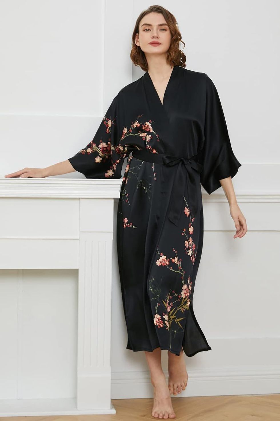 100 Percent Silk Kimono Long Robe