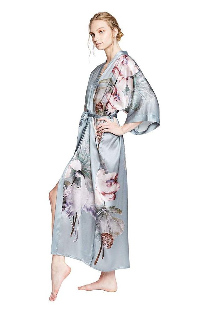 Long Silk Kimono Robe