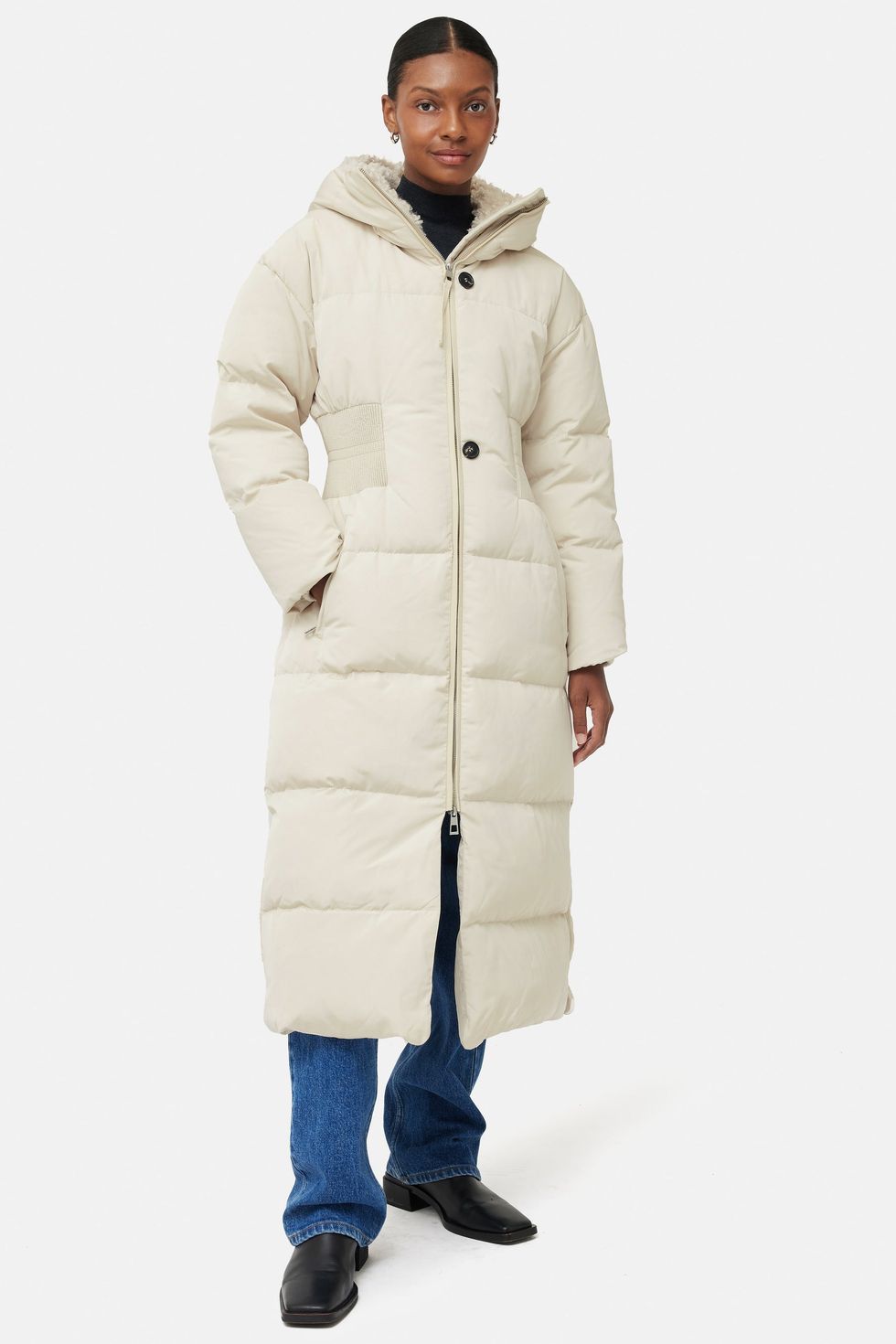 Hooded down maxi puffer