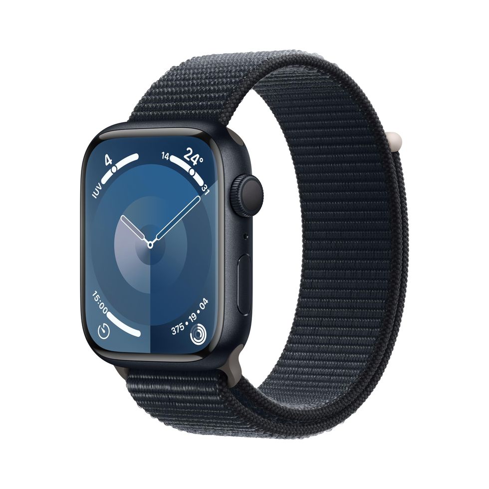 Apple Watch Series 9 GPS 45mm Smartwatch con cassa in alluminio color mezzanotte e Sport Loop mezzanotte. Fitness tracker, app Livelli O₂, display Retina always-on, resistente all’acqua