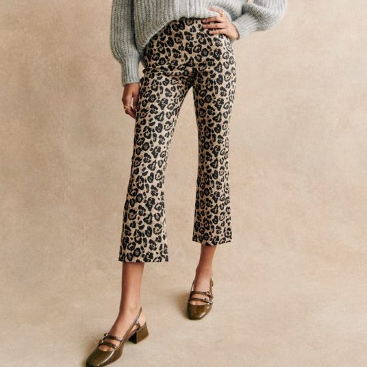 Sezane Ciara Jacquard Leopard Print Trousers