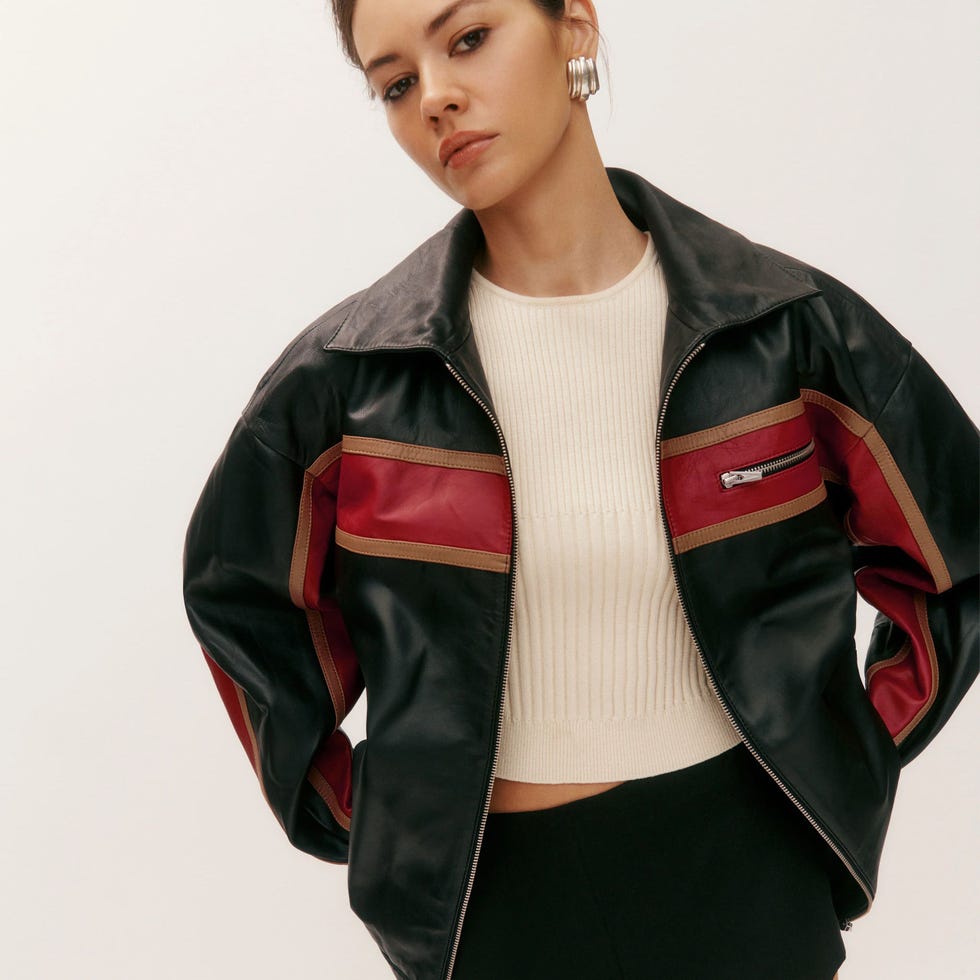 Reformation Veda Marco Leather Oversized Bomber