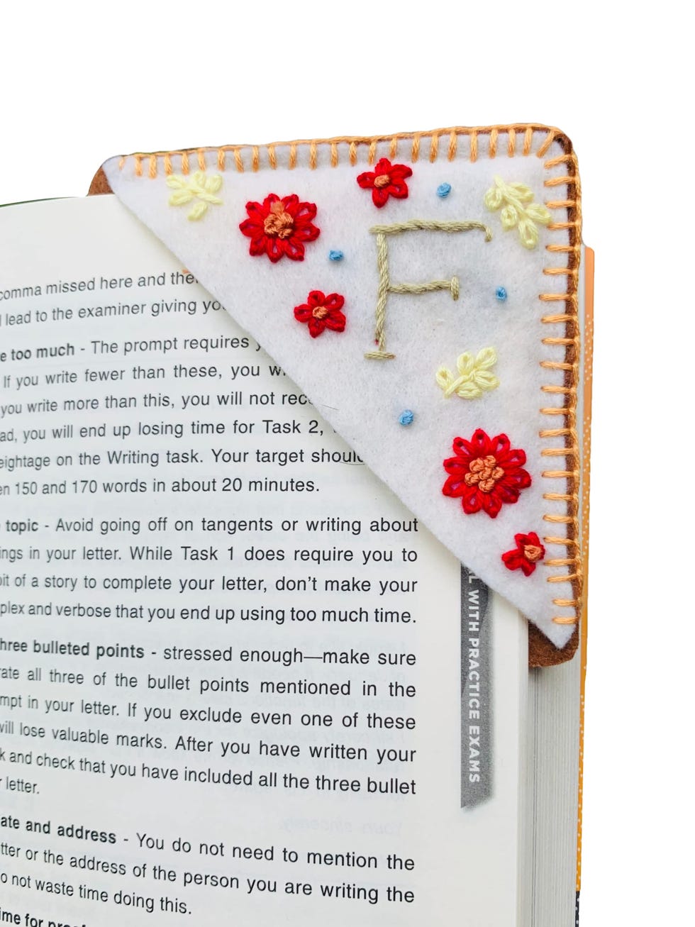 Personalized Hand Embroidered Corner Bookmark