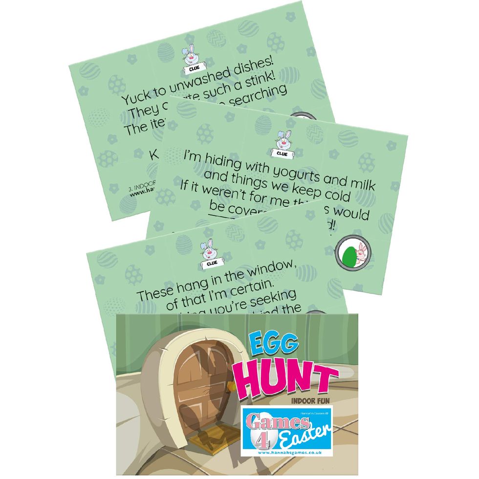 INDOOR EASTER EGG HUNT CLUES - 20 Easter Hunt Clue Cards - credit card sized indoor easter egg hunt clues - Easter egg hunt game is the classic Easter Games for kids!