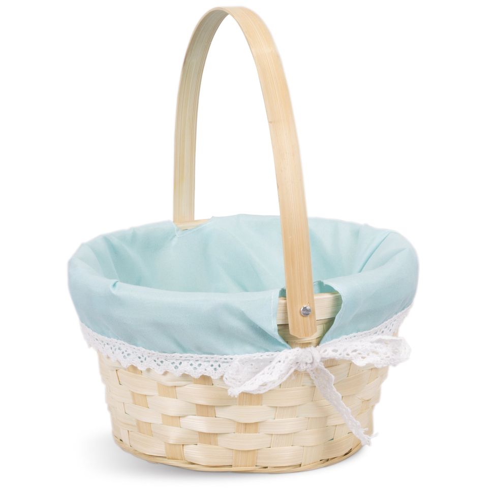 Easter Egg Hunt Wicker Basket Kid Child Party Flower Craft Gift Basket (Blue, 1)