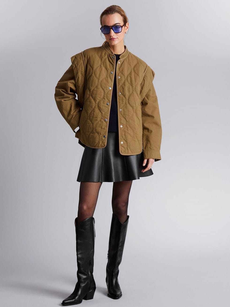 Quilted Extended-Shoulder Jacket