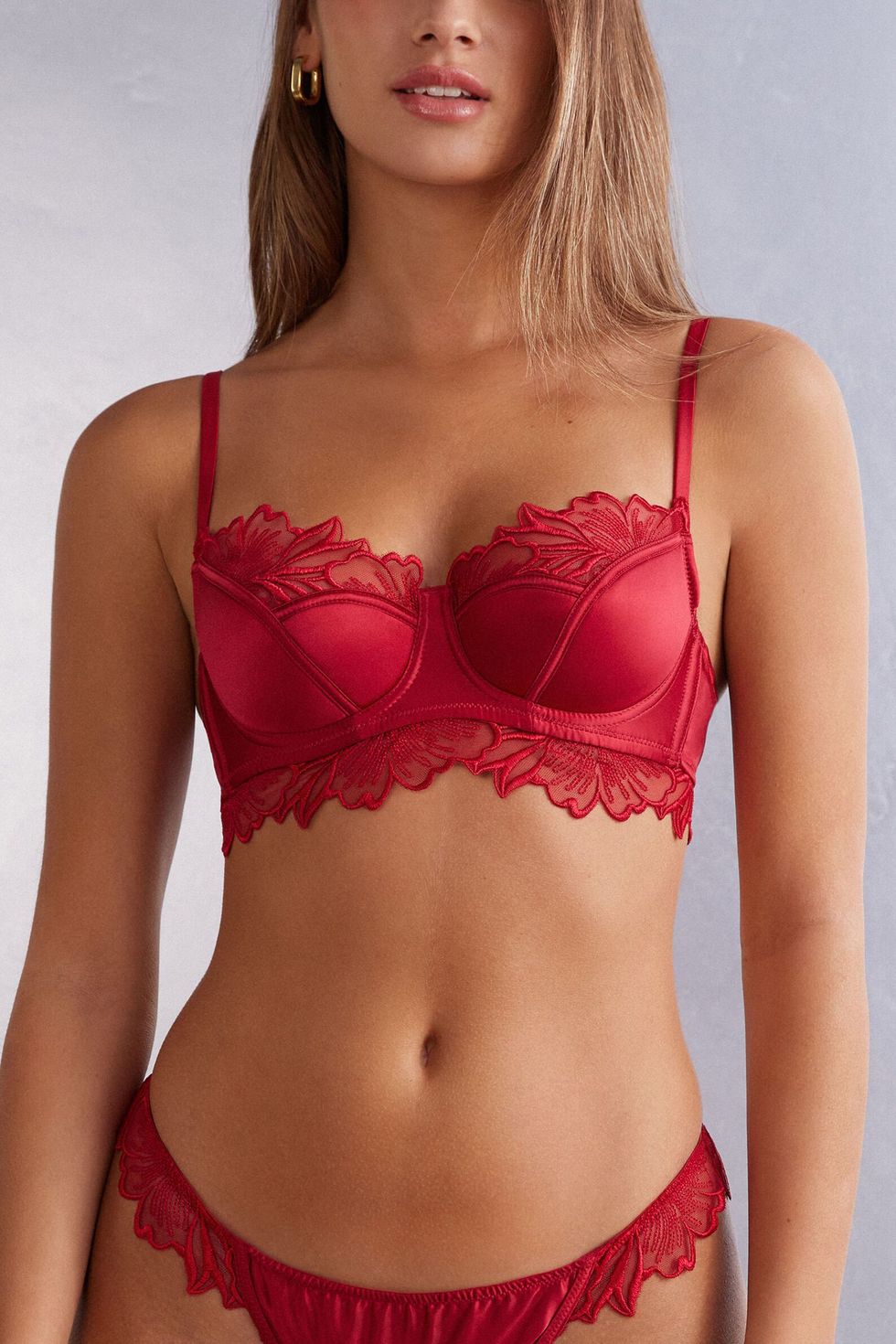 Buy online Pink Satin Bra And Panty Set from lingerie for Women by