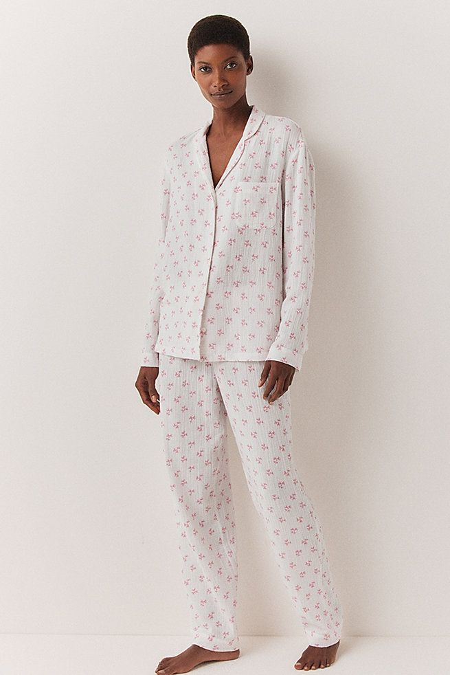 Double Cotton Heart Floral Pyjama Set, £80