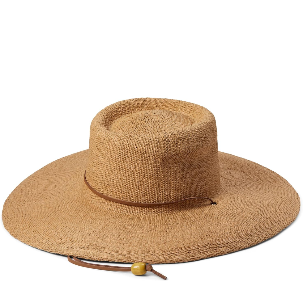 Dipped-Top Wide-Brim Straw Hat