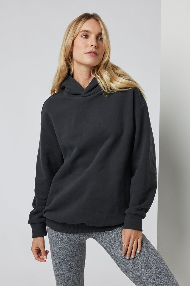 Womens Ruched Sleeve Fleece Oversized Hooded Ladies Sweatshirt Hoodie  Jumper Top