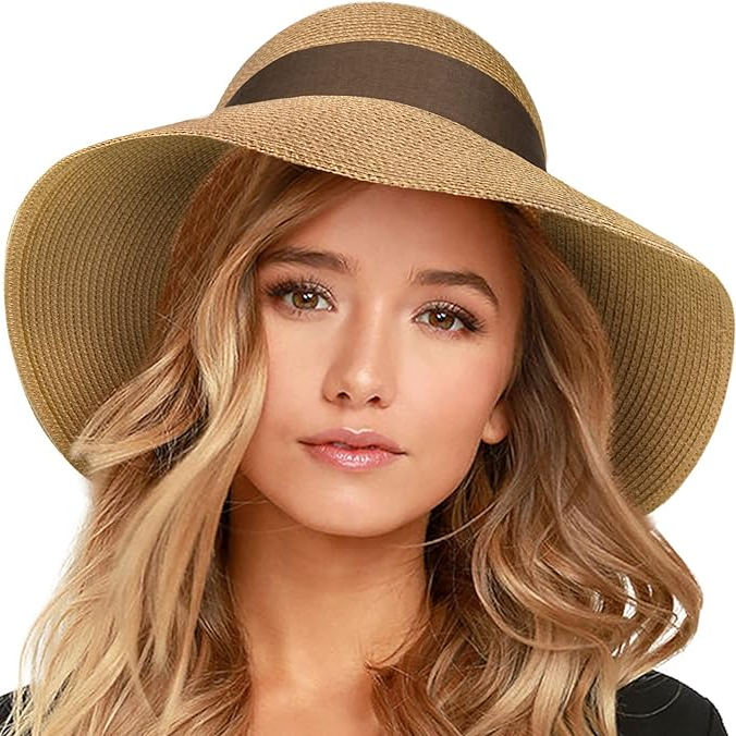 Summer Beach Sun Hats For Women Foldable Floppy Travel Packable Uv Hat,  Wide Brim Hat Upf 50+