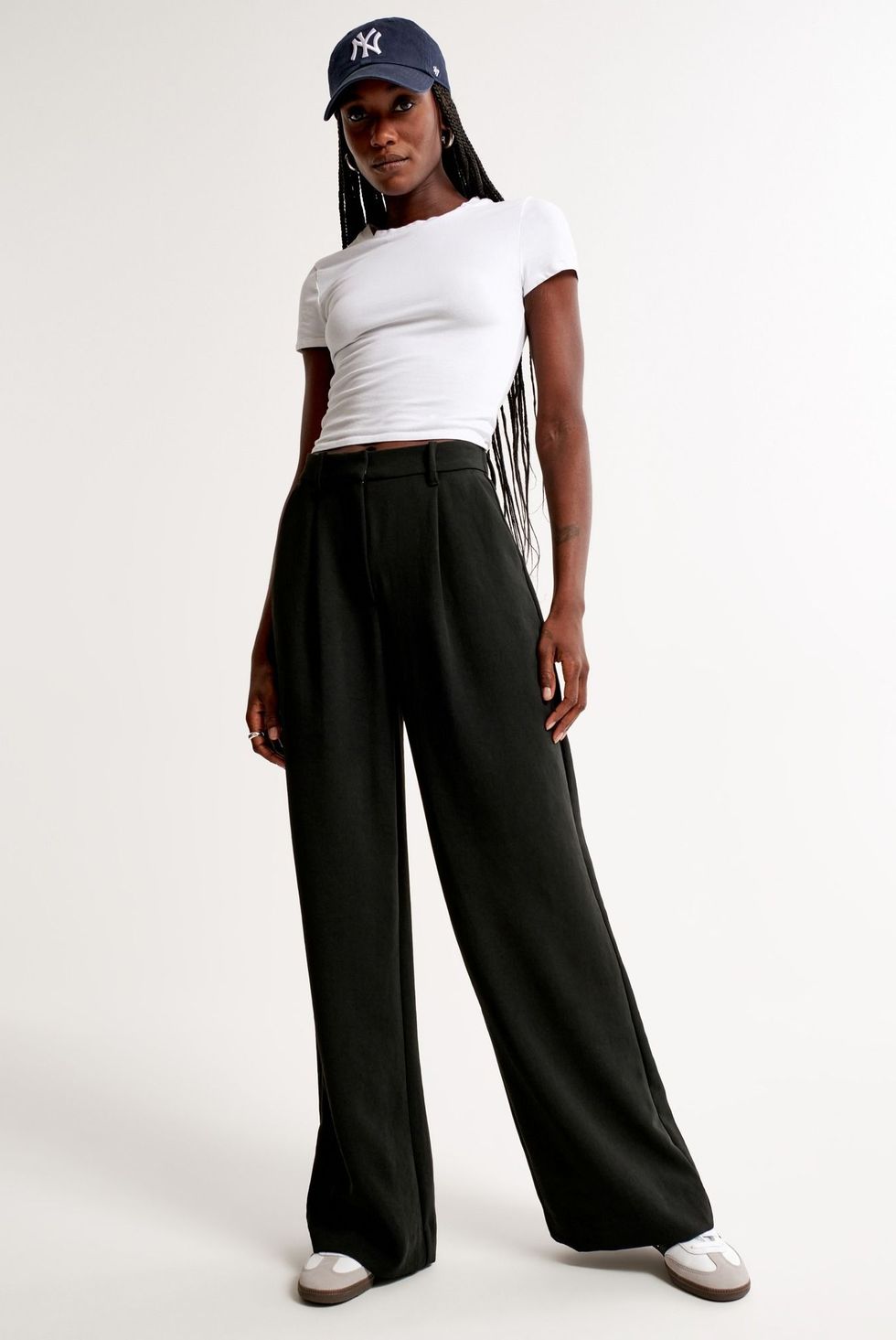 M&S Ladies Side Stripe Wide Leg Trousers Joggers Thick Stretch