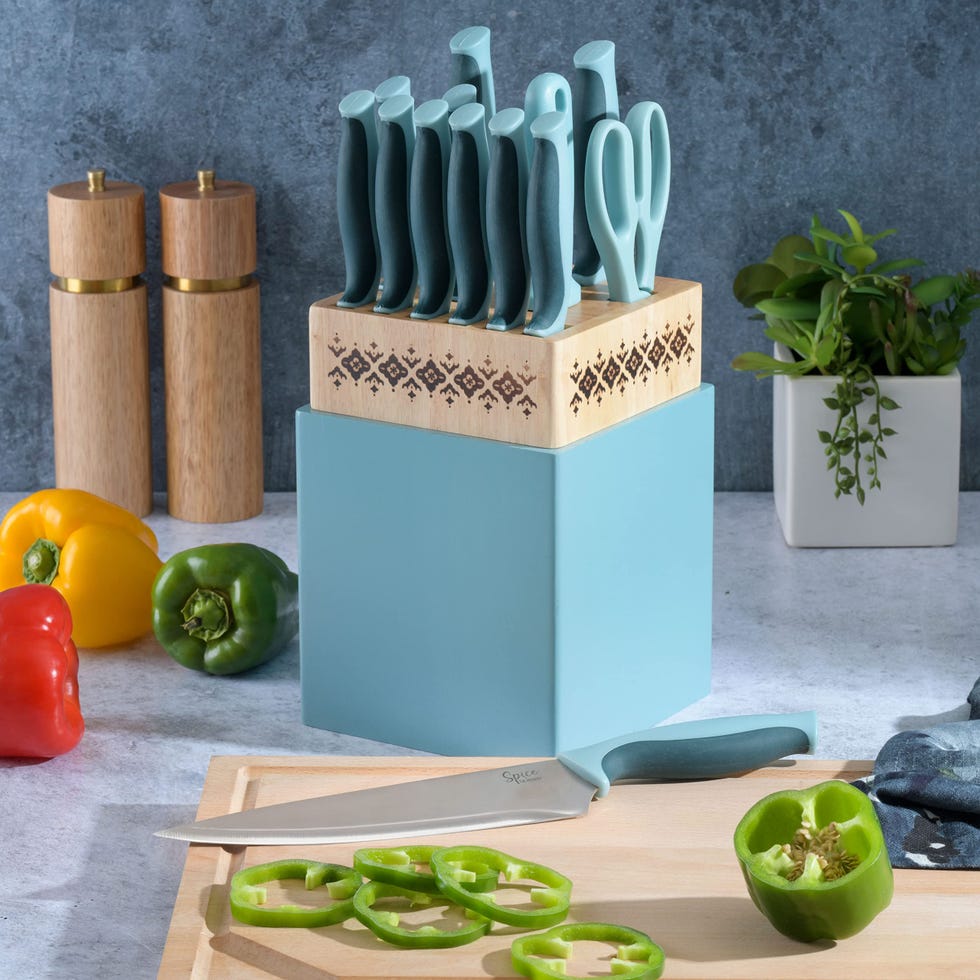 Savory Saffron 14-Piece Cutlery Knife Block Set 