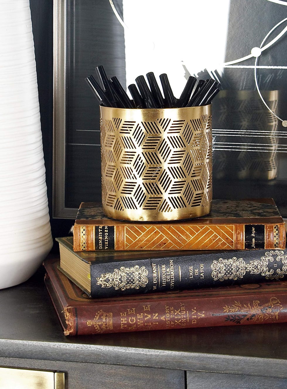 Metal Geometric Pencil Cup